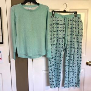 Croft & Barrow mint/blue Pajama set.  Fuzzy and warm